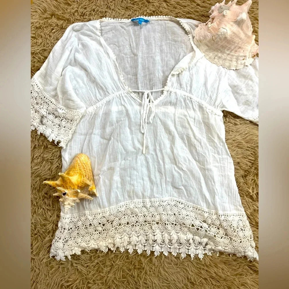 Cotton coverup crochet hem